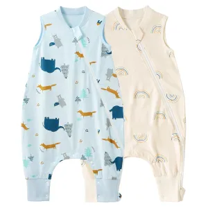 Duomiaomiao 2 Pack 0.5 TOG Toddler Sleep Sack 24-36 Months 100% Cotton Lightweight Baby Sleep Sack with Feet, Breathable Comfy Toddler Wearable Blanket