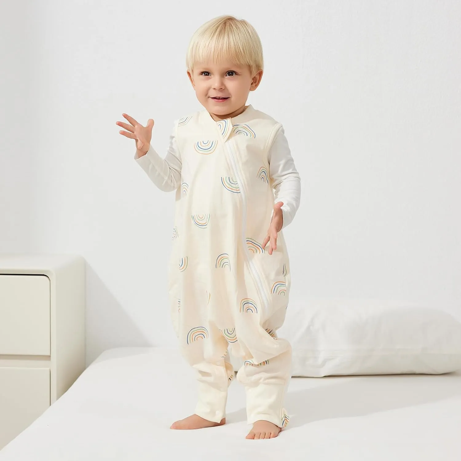 Duomiaomiao 2 Pack 0.5 TOG Toddler Sleep Sack 24-36 Months 100% Cotton Lightweight Baby Sleep Sack with Feet, Breathable Comfy Toddler Wearable Blanket