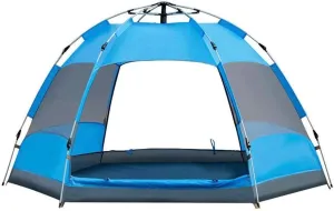 Durable Family Camping Tent for 3-5 Persons, Pop-up Outdoor Rainproof and Breathable Double Layer, Hexagonal Dome Beach, 240 * 240 * 135cm Automatic Camping Tent