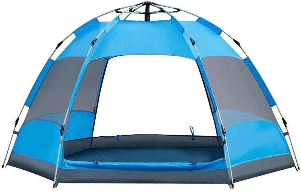 Durable Family Camping Tent for 3-5 Persons, Pop-up Outdoor Rainproof and Breathable Double Layer, Hexagonal Dome Beach, 240 * 240 * 135cm Automatic Camping Tent
