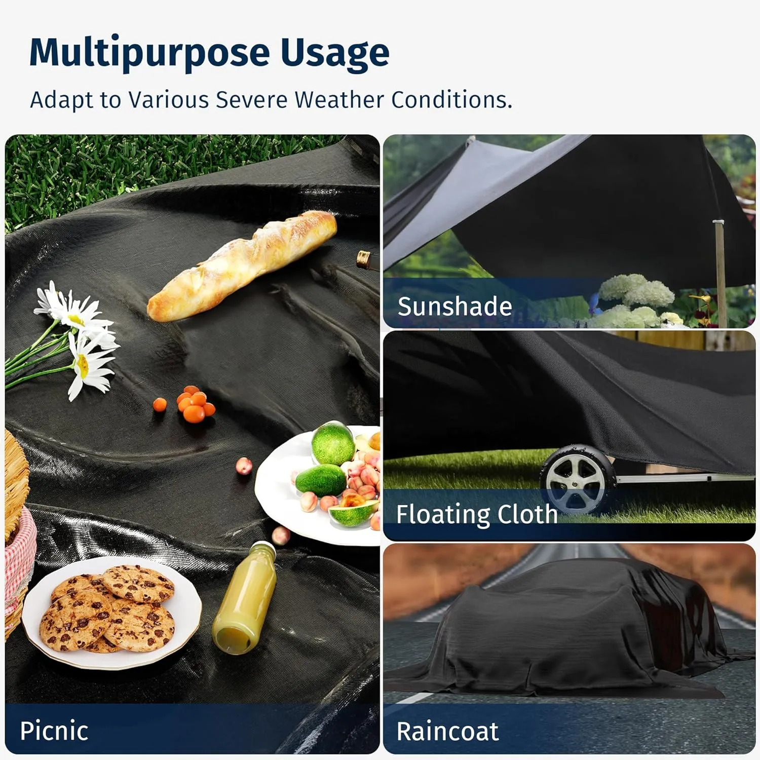 EAST OAK Waterproof Tarps for Outdoors as Tent Floor Mat for EAST OAK Screen House & Pop-Up Tent 6 x 6 FT, 11 Mils Thick, Multipurpose Protective Tarps, Tarp Waterproof, Sun Protection, 93.7" x 93.7"