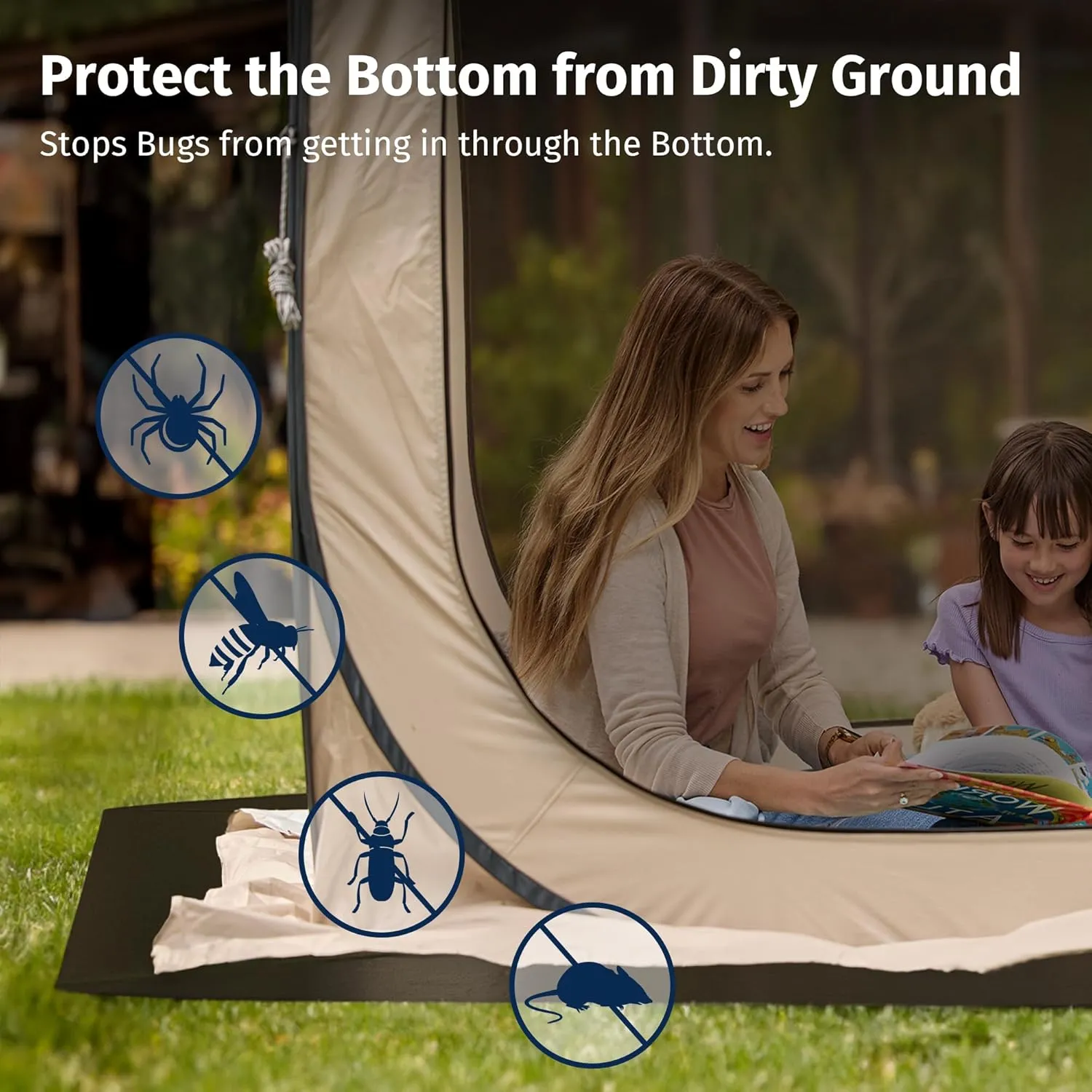 EAST OAK Waterproof Tarps for Outdoors as Tent Floor Mat for EAST OAK Screen House & Pop-Up Tent 6 x 6 FT, 11 Mils Thick, Multipurpose Protective Tarps, Tarp Waterproof, Sun Protection, 93.7" x 93.7"