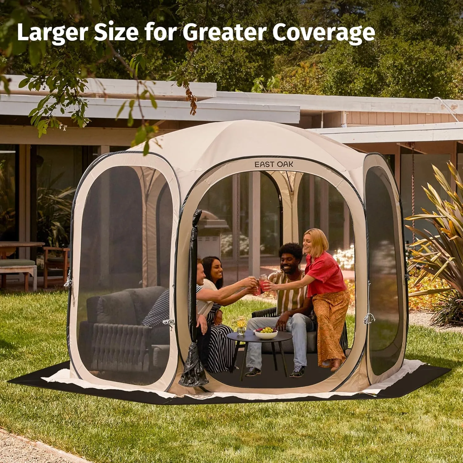 EAST OAK Waterproof Tarps for Outdoors as Tent Floor Mat for EAST OAK Screen House & Pop-Up Tent 6 x 6 FT, 11 Mils Thick, Multipurpose Protective Tarps, Tarp Waterproof, Sun Protection, 93.7" x 93.7"