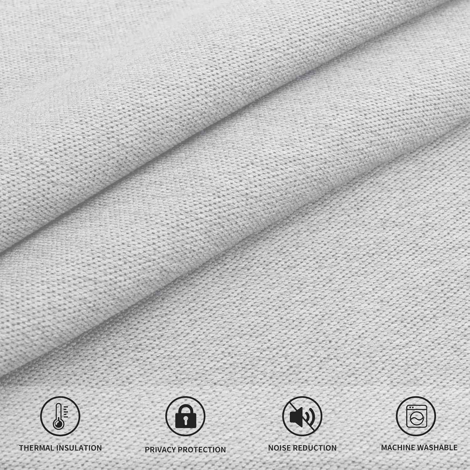 Easy-Going Linen Look Blackout Curtain 84 Inch Length Grommet Window Curtain Drapes for Bedroom, Living Room Thermal Insulated Room Darkening (Set of 2 Panels, Greyish White)