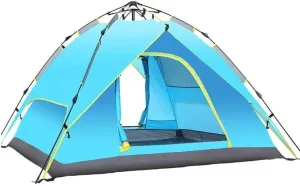 Easy to Assemble 3-4 Person Double-Layer Camping Tent Rainproof Double Door Outdoor Equipment Backpack for Family Gathering 215x215x145CM