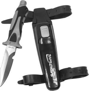 Edge Series Dive Knife - Scuba Diving Knife with Knife Holster, Sheath and Leg Strap - Scuba Knife, Saltwater Knife, Spearfishing Knife (Stainless Steel, Small)