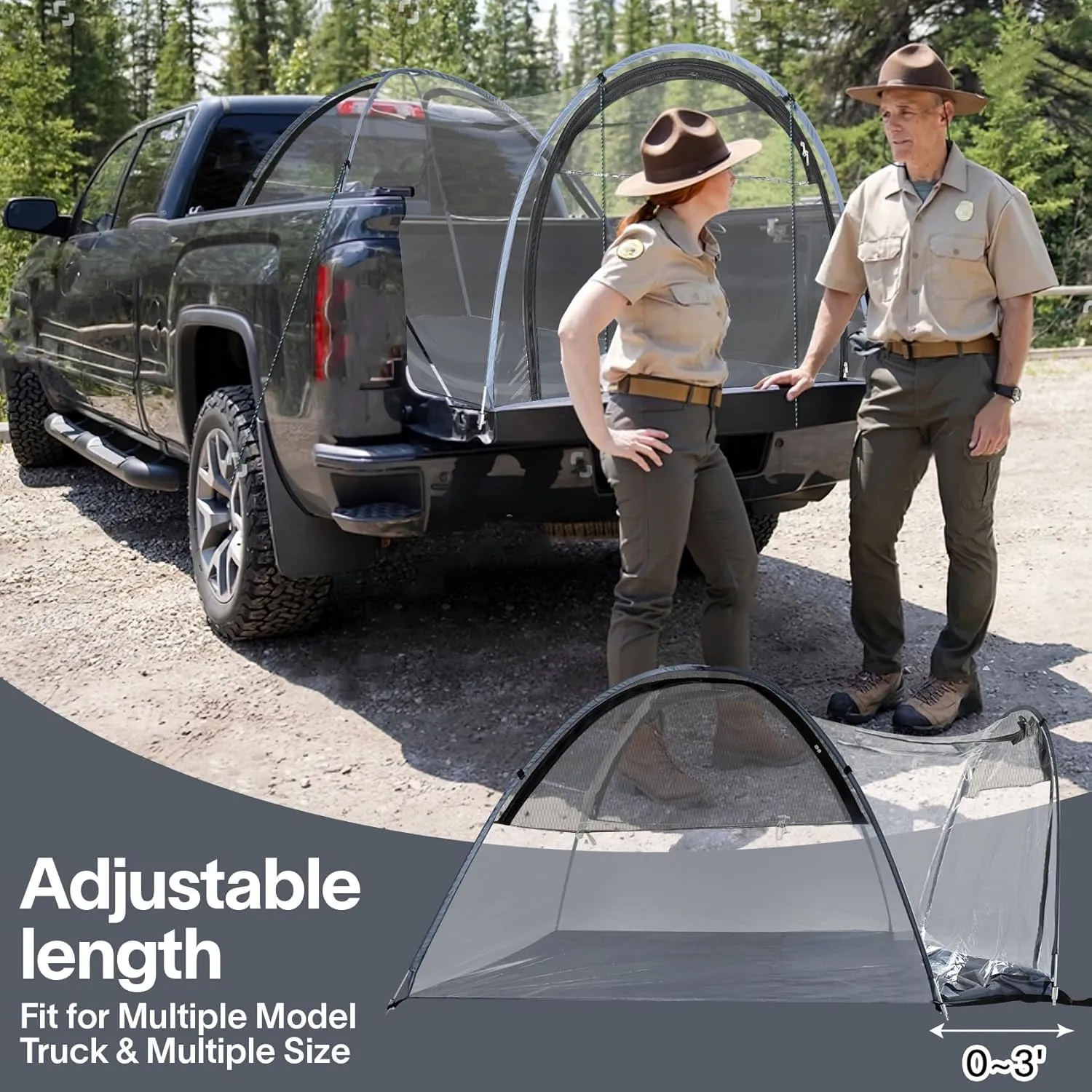 EighteenTek Truck Tent Bed Pickup Camping 2 Person Camper Shell Pop Up Automatic Setup Waterproof PU2000mm Double Layer Rainfly Adjustable 5 5.5 6 6.5 8 ft