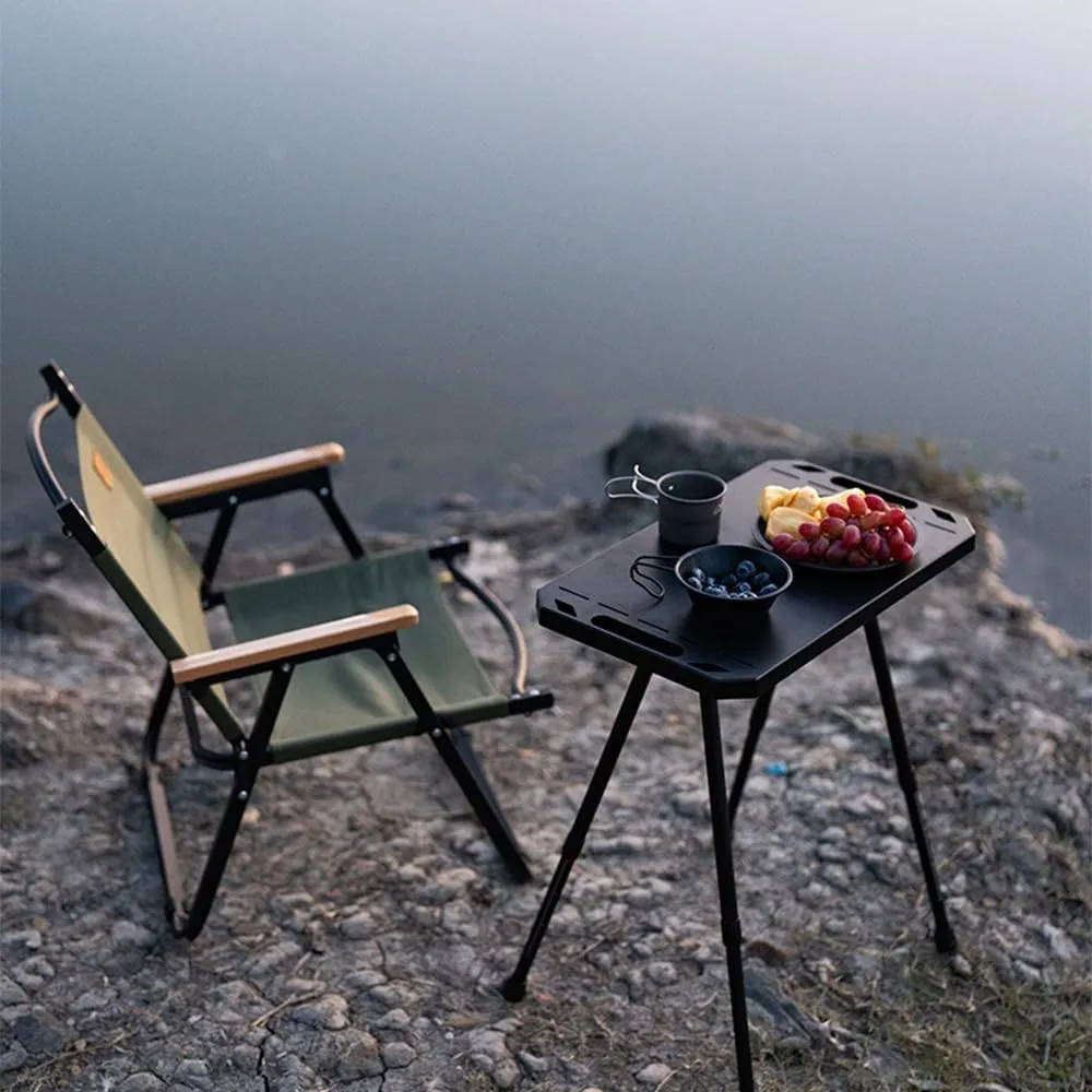 Ejoyous Foldable Camping Table, Aluminum Alloy Folding Table Adjustable Height Picnic Desk Outdoor Camping Gear for Tailgate Beach Camp (Almond Color)