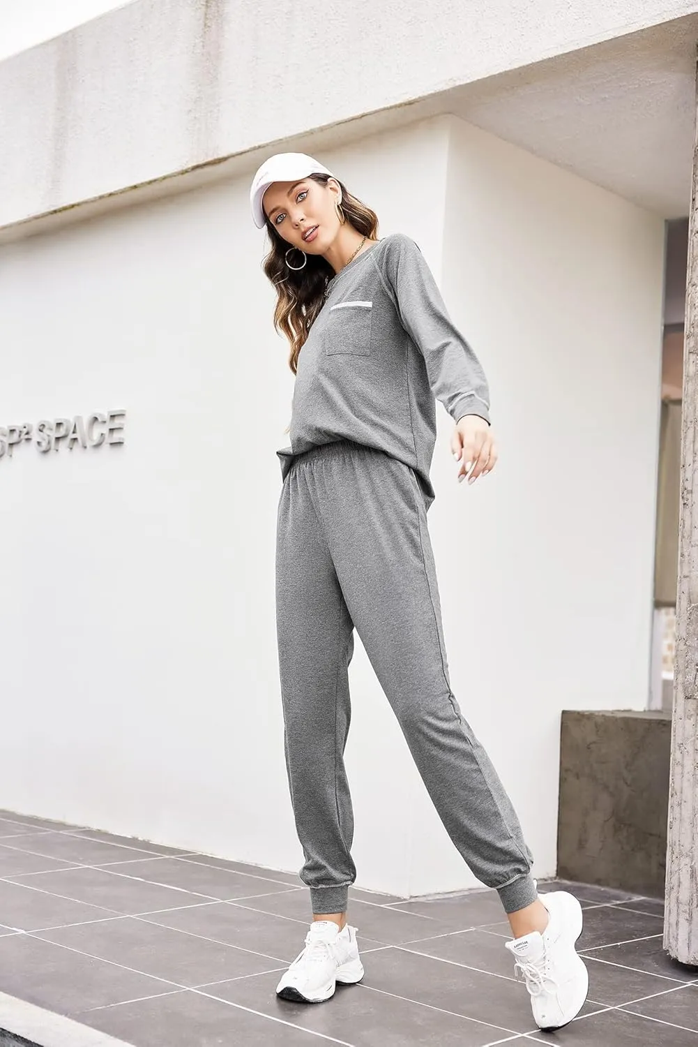 Ekouaer Pajamas Set for Women Soft Comfy Pjs Sets Long Sleeve Sleepwear Loungewear S-XXL
