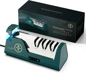 Electric Knife Sharpener with 100% Diamond Abrasives & Precision Angle Guides & 3-Speed Variable & 4-Stage Open Touch-Screen LCD Professional Knife Sharpener for Straight Edge,Serrated,Scissors,Axe