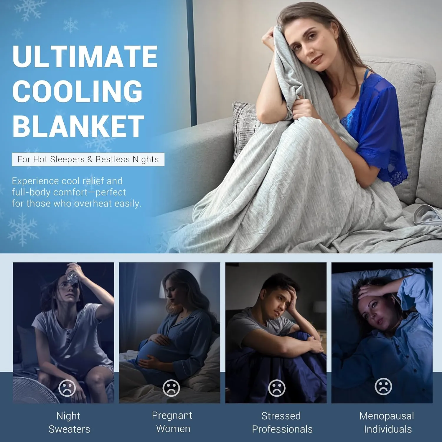Elegear Revolutionary Cooling Blanket Twin, Absorbs Heat to Keep Body Cool for Night Sweats, Arc-Chill Cool 3.0 Fiber Q-Max>0.5 for Hot Sleepers, Lightweight Summer Cold Blankets for Sleeping, Grey