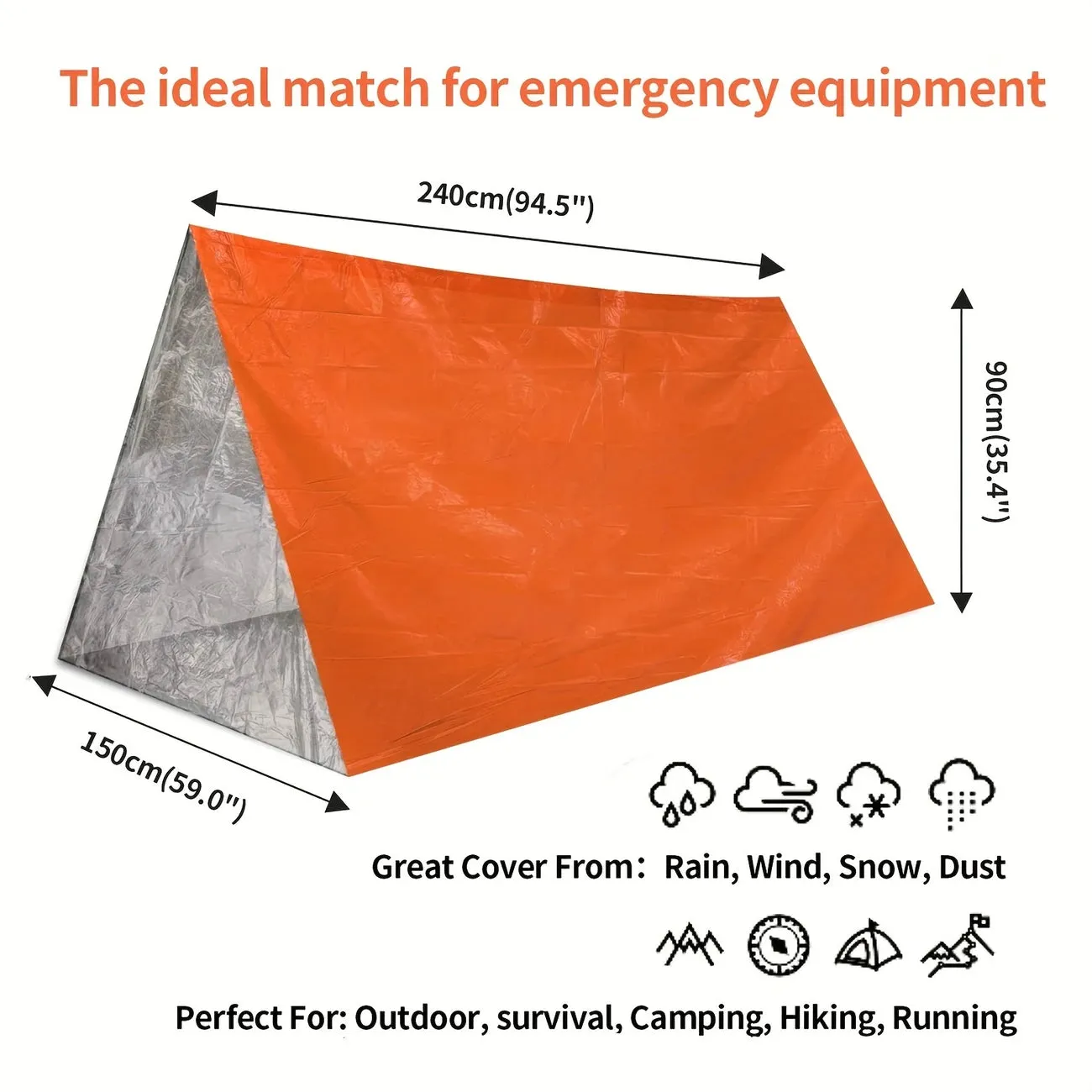 Emergency Mylar Survival Tent – Compact Shelter for 2 Adults