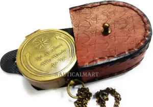 Engraved Brass Compass Gift Not All Those Who Wander are Lost Inspirational Travel Quote Compass with Leather Case for Loved Ones, Son, Father, Love, Partner, Spouse, Fiancé.