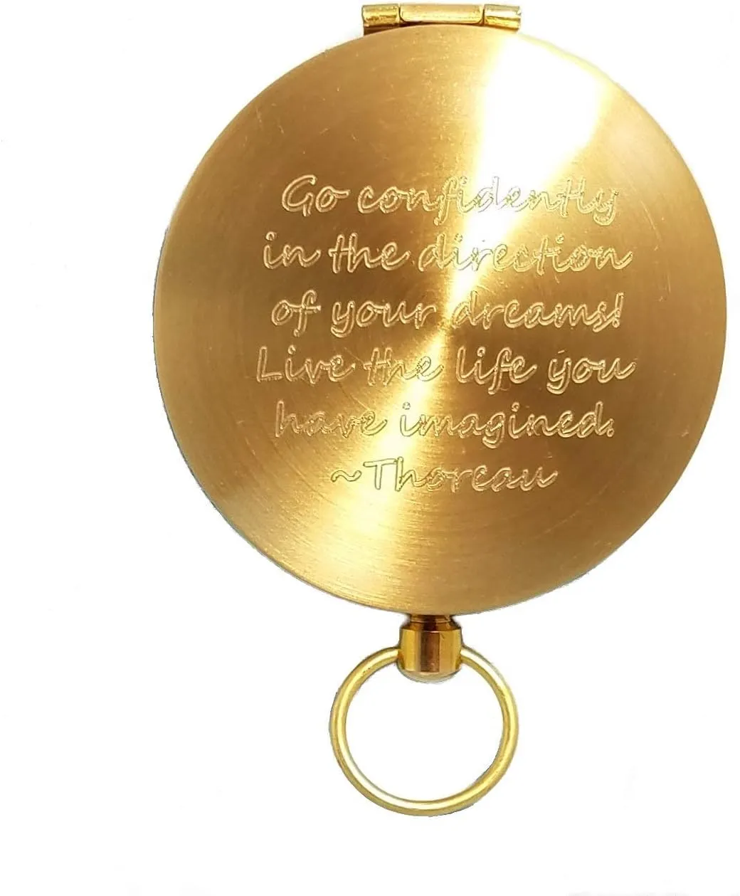 Engraved Brass Compass Personalized with Thoreau's Go Confidently Quote