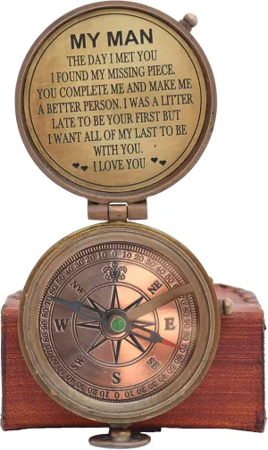 Engraved Brass to My Man/to My Husband/to My Boyfriend/Back to me/My Best Man/Fathers Day/Mothers Day/Valentines Day/Christmas Day Gifts