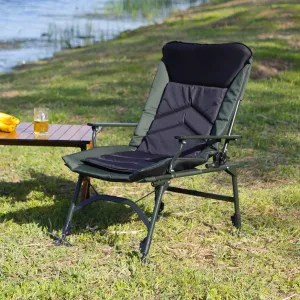 Enhance Outdoor Comfort with Portable Folding Reclining Camping Chair, Adjustable Backrest for Camping, Beach, and Fishing, Green and Black