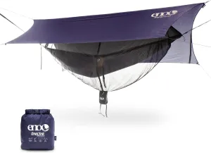 ENO OneLink Hammock System - Includes DoubleNest Hammock, Atlas Suspension System, Guardian Bug Net & ProFly Rain Tarp - Set of Essentials for Camping, Hiking, or a Festival - Navy/Olive