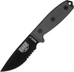ESEE -3 Serrated Edge Black Blades with Micarta Handles and Black Sheath