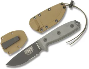 ESEE Serrated Edge Blades & Micarta Handles with Brown Sheath, Black