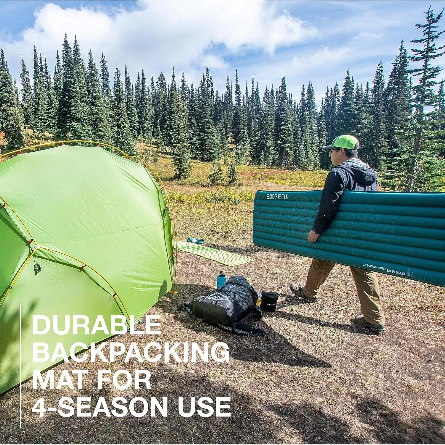 Exped Dura 5R | Abrasion Resistant | Insulated and Comfortable | -5 Degree Sleeping Pad, Cypress, Medium Wide