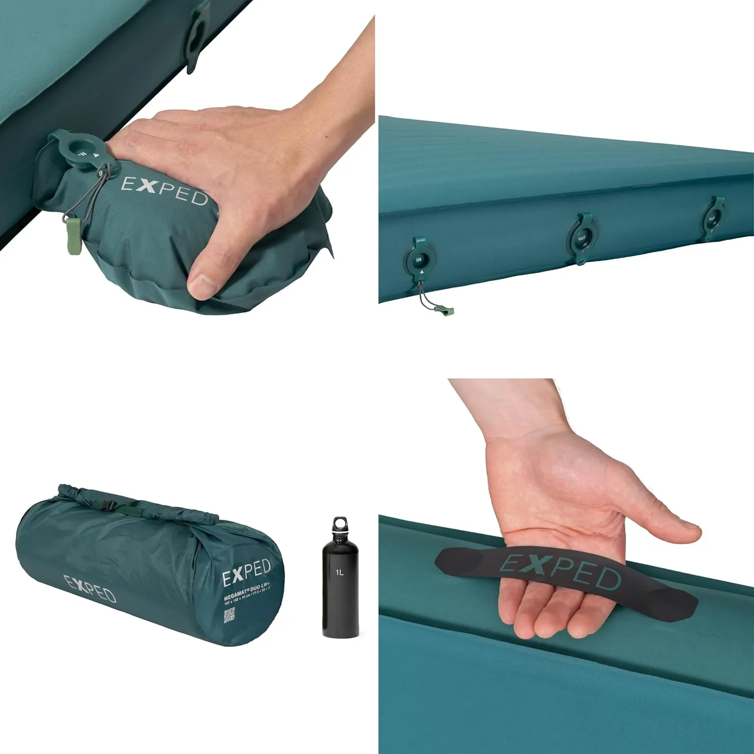 Exped MegaMat Duo Long Wide Plus - Self Inflating Soft Car Sleeping Mat, 4” Foam Pad, Pump Included