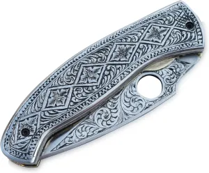Exquisite 9-inch Hand-Crafted Folding Knife - 4-inch D2 Steel Blade with 5-inch Hand-Engraved Stainless Steel Handle - Ideal for Collection & Gifts, EDC Tool