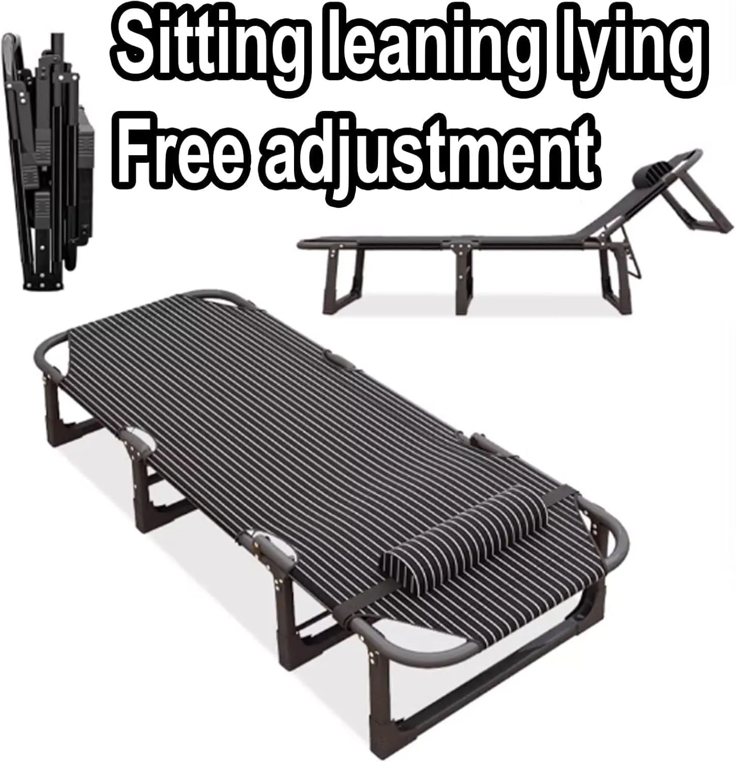 EYPKPL cots for Sleeping Folding Camping Cot Steel Camping Cots 4-Position Adjustable Backrest Cots for Camping Load 180kg Camping Cots for Adults Stretching Freely