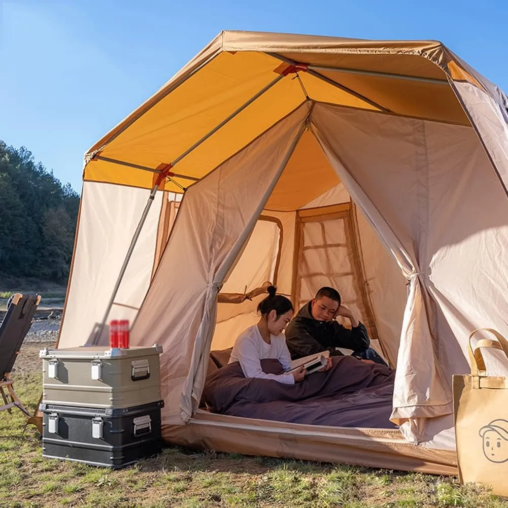 Family Camping Tent Large Double Layer Pyramid Tipi Tent Camping Mongolian Yurt Tent for Picnic, Festival