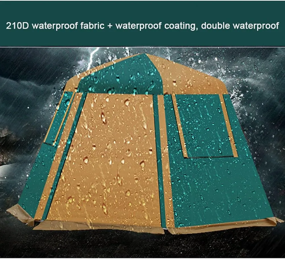 Family Camping Tent Waterproof Double Layer Automatic Opening Hydraulic Tent Waterproof Dome Tent with Porch for Climbing Fishing Festivals Garden