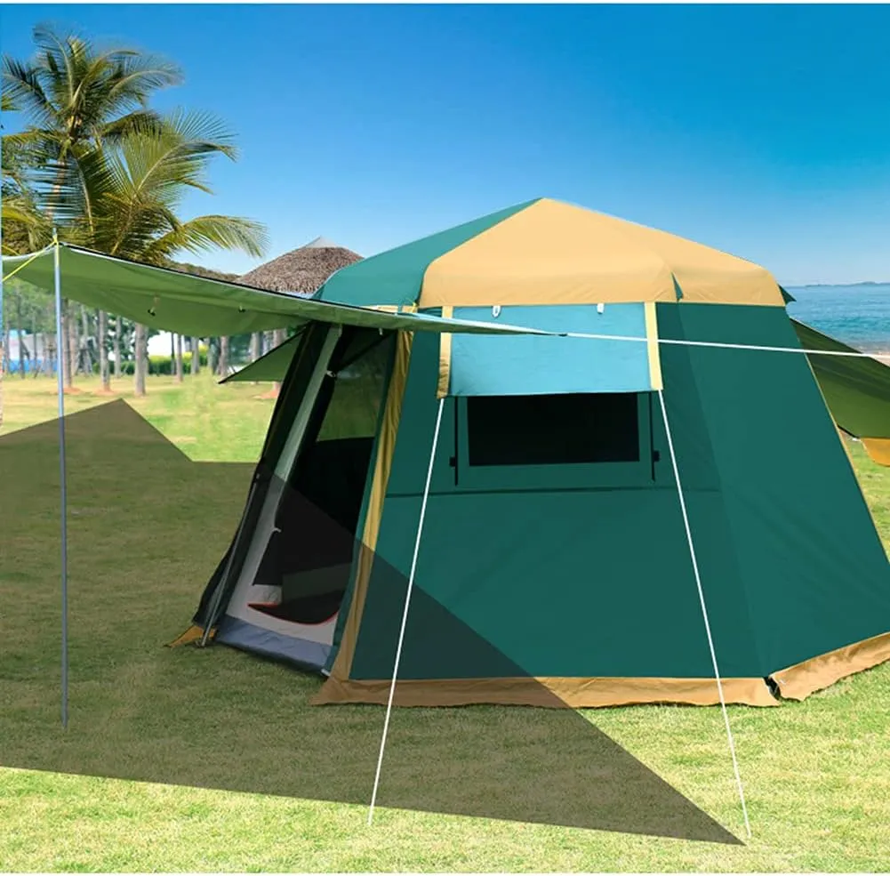 Family Camping Tent Waterproof Double Layer Automatic Opening Hydraulic Tent Waterproof Dome Tent with Porch for Climbing Fishing Festivals Garden