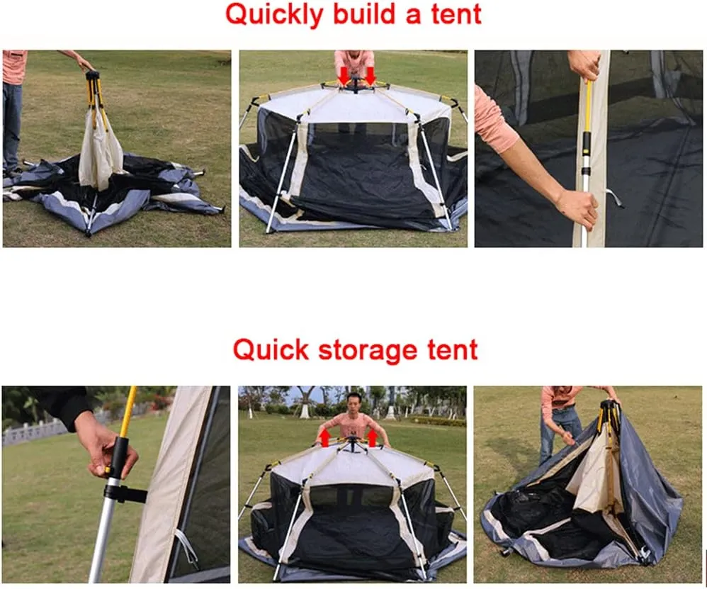 Family Outdoor Camping Tent Automatic Pop-Up Tent 3-4 Person Double Layer Instant Tent Easy Set Up Ideal Outdoor Gifts