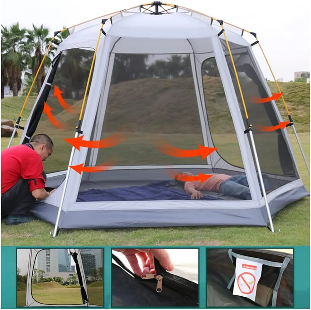 Family Outdoor Camping Tent Automatic Pop-Up Tent 3-4 Person Double Layer Instant Tent Easy Set Up Ideal Outdoor Gifts