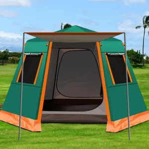 Family Outdoor Camping Tent Automatic Pop-Up Tent 3-4 Person Double Layer Waterproof Instant Tent Easy Set Up Ideal Outdoor