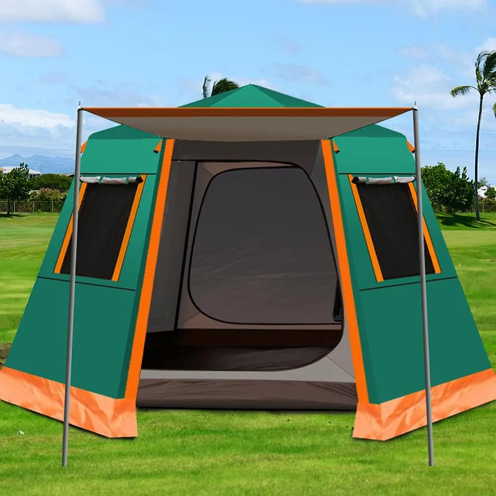 Family Outdoor Camping Tent Automatic Pop-Up Tent 3-4 Person Double Layer Waterproof Instant Tent Easy Set Up Ideal Outdoor
