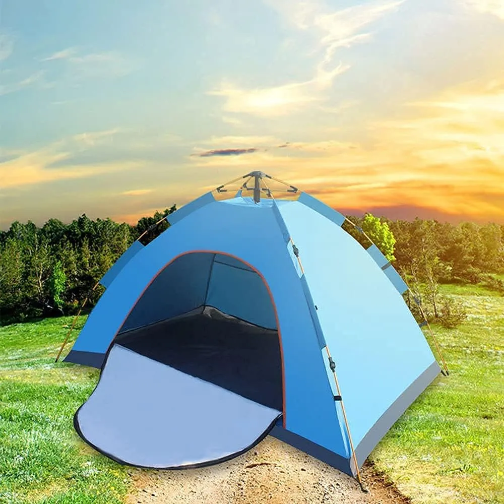 Family Tent Camping Tent Portable Lightweight for 3 to 4 People Large Size Outdoor Tent 230200130Cm Blue