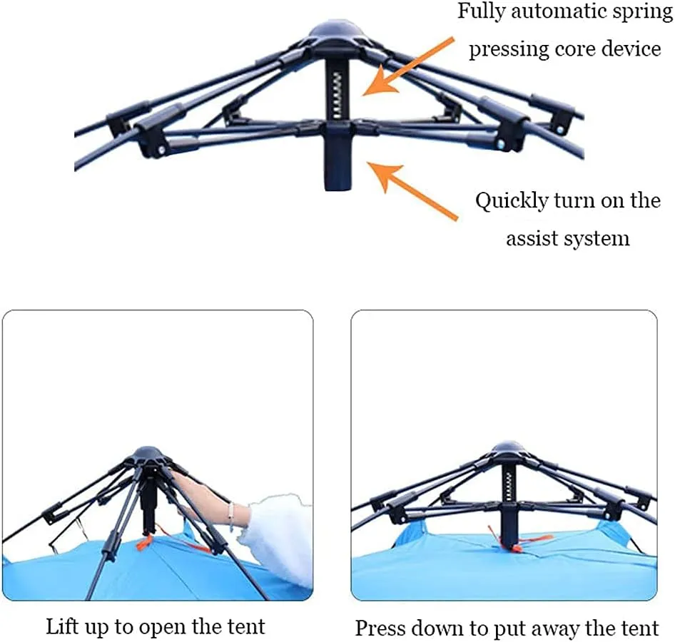 Family Tent Camping Tent Portable Lightweight for 3 to 4 People Large Size Outdoor Tent 230200130Cm Blue