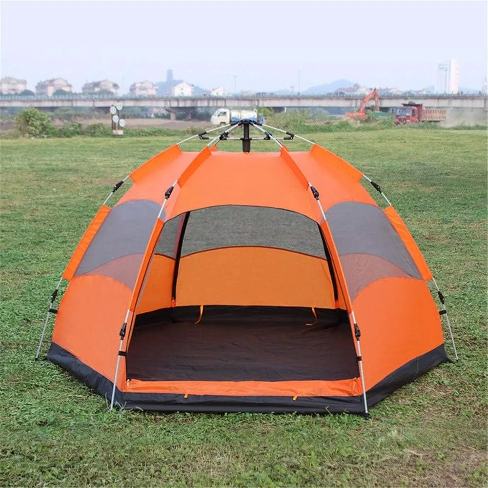 Family Tent Outdoor Tent Double Layer Camping 3-5 Person Rainproof Tent Canopy Tent for Camping Outdoor Tent (Orange 240cm*240cm*130cm) (Orange 240cm*240cm*130cm)
