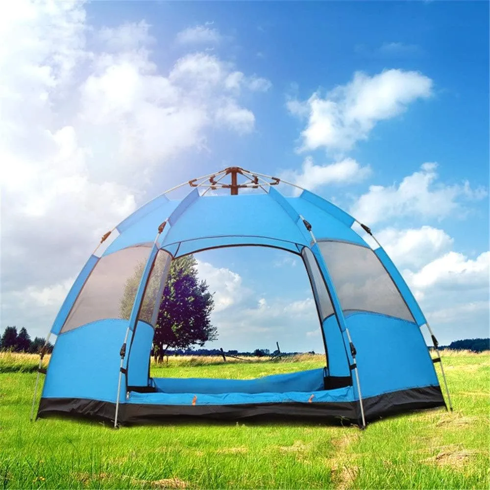 Family Tent Outdoor Tent Double Layer Camping 3-5 Person Rainproof Tent Canopy Tent for Camping Outdoor Tent (Orange 240cm*240cm*130cm) (Orange 240cm*240cm*130cm)
