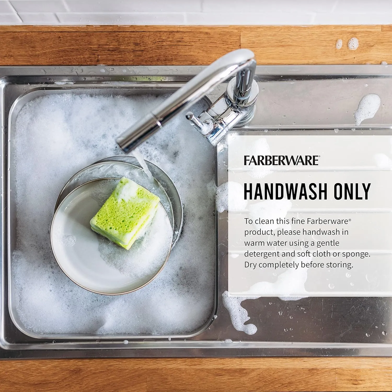 Farberware 14-Piece Knife Block Set, White and Gold – Razor-Sharp, High-Carbon Stainless Steel, Triple-Riveted, Ergonomic Handles, Stylish Wood Block