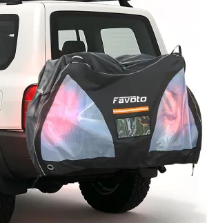 Favoto Bike Cover for Transport 2 Bikes - Waterproof Outdoor Bicycle Cover for 2 Bikes on Rear Bike Rack 600D Oxford with License Plate Window Sun Rain Dust Protection for Car SUV RV Travel