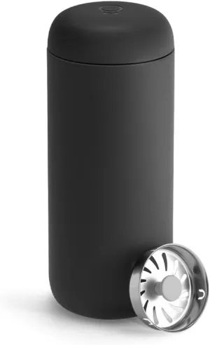 Fellow 16 oz Carter Move Travel Mug - Vacuum-Insulated Stainless Steel Travel Coffee Mug - Coffee Tumbler with Ceramic Interior and Splash Guard - Matte Black