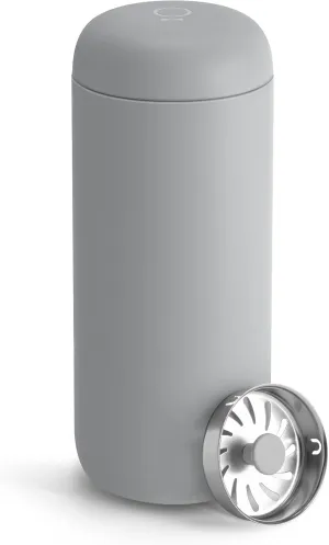 Fellow 16 oz Carter Move Travel Mug - Vacuum-Insulated Stainless Steel Travel Coffee Mug - Coffee Tumbler with Ceramic Interior and Splash Guard - Matte Grey