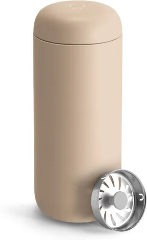 Fellow 16 oz Carter Move Travel Mug - Vacuum-Insulated Stainless Steel Travel Coffee Mug - Coffee Tumbler with Ceramic Interior and Splash Guard - Sand Dune
