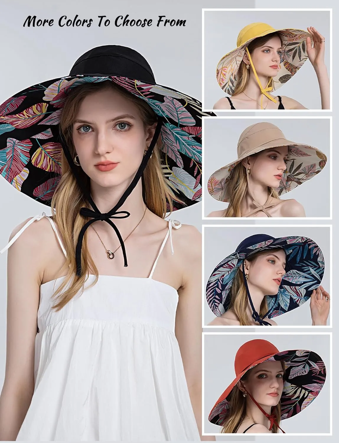 FEOYA Women's Sun Hat Cotton Wide Brim Hat Double-Sided Foldable Hats Uv Protection Travel Hat, Hiking Hat, Fishing Hat