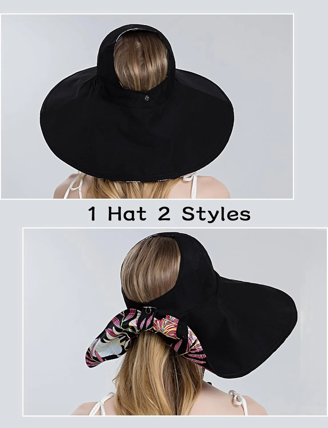 FEOYA Women's Sun Hat Cotton Wide Brim Hat Double-Sided Foldable Hats Uv Protection Travel Hat, Hiking Hat, Fishing Hat