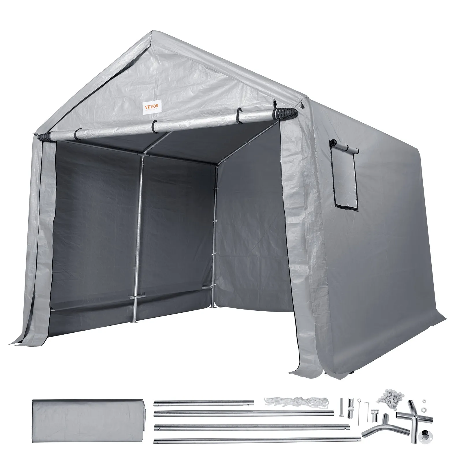 (FINAL PRICES ARE LOWER ON OUR SITE!) VEVOR Portable Shed Outdoor Storage Shelter, 8 x 14 x 7.6 ft Heavy Duty  Instant Storage Tent Tarp Sheds with Roll-up Zipper Door and Ventilated Windows For Motorcycle, Bike, Garden Tools