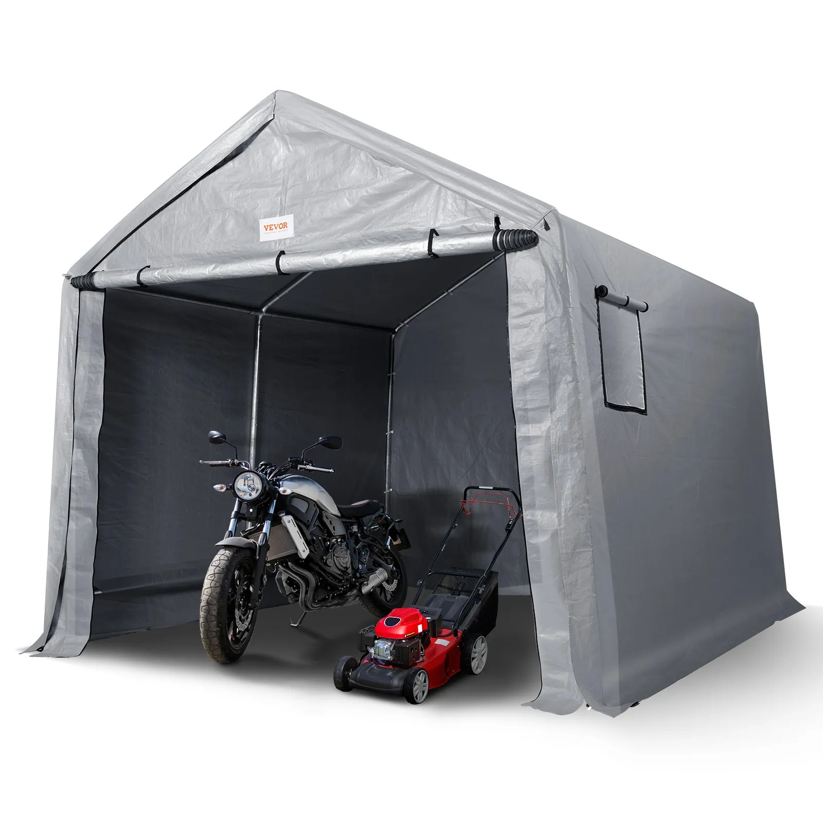 (FINAL PRICES ARE LOWER ON OUR SITE!) VEVOR Portable Shed Outdoor Storage Shelter, 8 x 14 x 7.6 ft Heavy Duty  Instant Storage Tent Tarp Sheds with Roll-up Zipper Door and Ventilated Windows For Motorcycle, Bike, Garden Tools