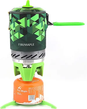 Fire-Maple Camping Backpacking Stove Camp Stove Backpacking Cooking Set 1L Camping Pot Fixed Star 2 Cooking System (Green)