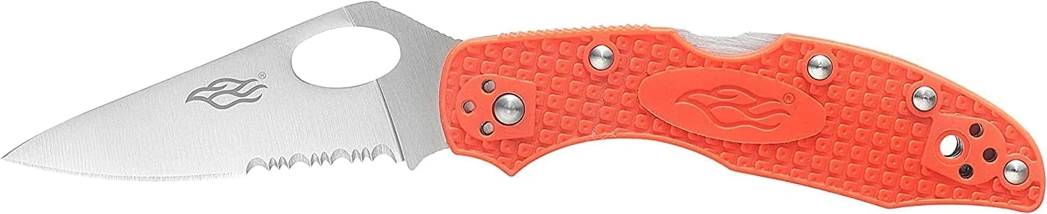 Firebird GANZO F759MS-OR Serrated Blade Pocket Folding Knife 440C Stainless Steel Serrated Blade Nylon Glass Fiber Anti-Slip Handle with Clip Fishing Camping EDC Knife (Orange)
