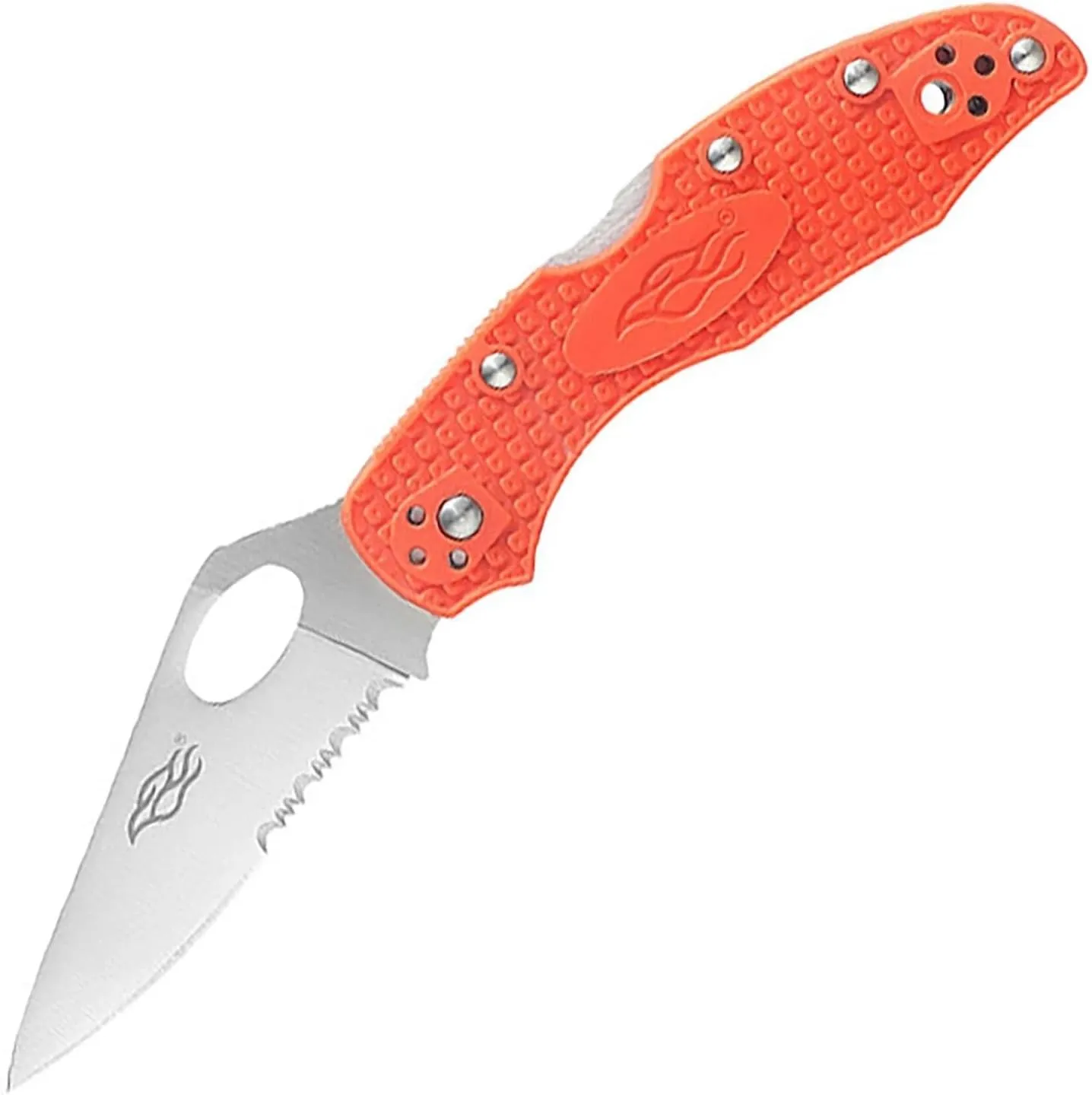 Firebird GANZO F759MS-OR Serrated Blade Pocket Folding Knife 440C Stainless Steel Serrated Blade Nylon Glass Fiber Anti-Slip Handle with Clip Fishing Camping EDC Knife (Orange)